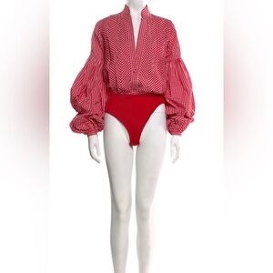 Elegant Red Gingham Bodysuit